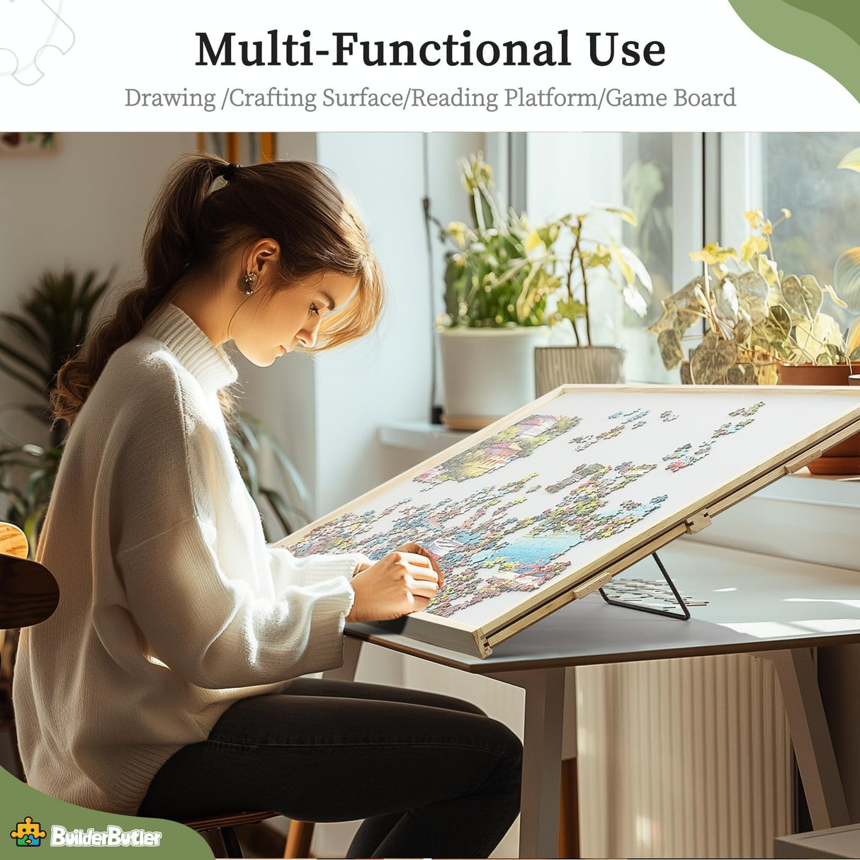 BuilderButler 2-in-1 Tilting & Rotating Puzzle Board for Puzzle Enthusiasts,Portable Puzzle Table with 4 Drawers Cover,35.2" x 26.2" for 1500 Pieces BuilderButler