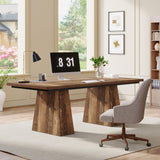 Tribesigns 63-Inch Executive Desk, Large Office Computer Desk with Double Pedestal, Modern Simple Workstations Writing Table Conference Table Business Furniture for Home Office, Espresso Brown Tribesigns