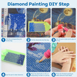 NAIMOER Christmas Diamond Art Kits for Adults Beginner, Christmas Train 5D Diamond Painting Kit, Full Drill Gem Art DIY Paint by Diamonds Dot, Diamond Painting Crafts for Home Wall Decor 12x16inch NAIMOER