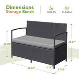 Greesum Patio Loveseat PE Rattan Wicker Outdoor Furniture with Soft Cushions & Built-in Storage Space for Lawn Garden Backyard, Black Greesum