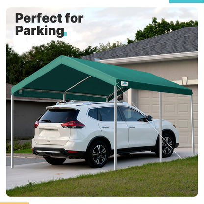 ADVANCE OUTDOOR 10x15 ft Heavy Duty Carports Potable Car Canopy Garage Party Tent Boat Shelter, Adjustable Height from 9.5 ft to 11 ft, Green