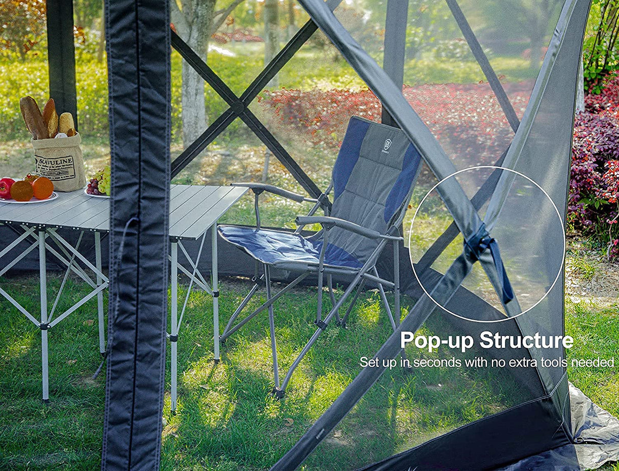 EVER ADVANCED Pop Up Gazebo Screen House Tent for Camping 11.5 ft for 8-10 Person Instant Canopy Shelter with Netting Portable for Outdoor, Backyard EVER ADVANCED