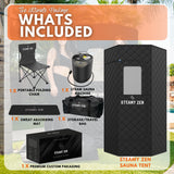 Steamy Zen Sauna - Portable Large Home Steam Sauna with 3L High Capacity Steamer, 1100W, Remote & Aromatherapy - Includes Absorbent Mat & Chair for Yoga & Weight Loss - Sauna Spa Experience Frozen Zen