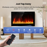 Electric Fireplace Insert 36" Realsmart 1500W Wall Mounted Fireplaces Recessed Heaters Remote Control Slim Black Fireplace Touch Screen Timer 12 Flame Colors LED Decor Low Noise RealSmart