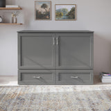 AFI Hamilton Full Murphy Bed Chest with Mattress, Storage, and Built-in Charger in Grey AFI