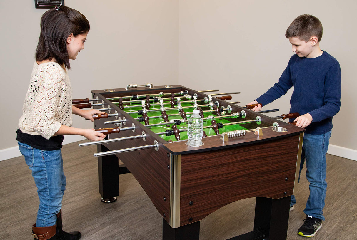 Hathaway 56-Inch Primo Foosball Table, Family Soccer Game with Wood Grain Finish, Analog Scoring and Free Accessories Hathaway