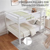 FLEXISPOT Full Over Full Solid Wood Bunk Bed with Thick Posts,Wooden Bunk Bed with High Guardrail and Ladder for Kids, Teens, Dorm Rooms, and Guest Rooms,No Box Spring Needed,White FLEXISPOT
