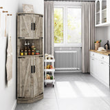 Hlivelood 68" Tall Farmhouse Corner Cabinet, Dining Room Storage Cabinet with 4 Barn Doors and 5 Level Storage with Adjustable Shelves, for Kitchen, Living Room, Laundry Room, Light Rustic Oak Hlivelood