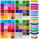 XSEINO 2400 PCS 8mm Glass Beads Bracelet Making Kit, 47 Colors Crystal Beads for Jewelry Making and DIY Crafts，4 Box Round Beads Suitable for Beginners XSEINO