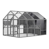 YOPTO Cat Cage Outdoor Wooden Catio Enclosure with Weatherproof Roof,Cats Scratcher Ramp,Space Capsule Bed,Bridges and Resting Houses,Platforms,for Walk in Kitten Kennel,Gray YOPTO