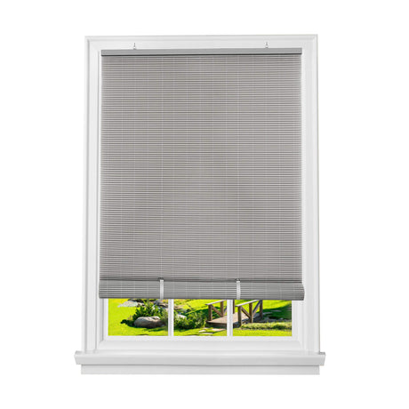 PowerSellerUSA Light Filtering Cordless Rollup Window Blinds, 72L x 30W Inches Oval Veranda Vinyl Roller Privacy Blind, Indoors-Outdoors Mount Simply Pull-Up from The Bottom Handrail, Gray PowerSellerUSA