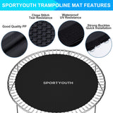 SPORTYOUTH Trampoline Replacement Jumping Mat 12ft, Fits 5.5" Springs 72 V-Hooks 12 Foot Round Trampoline Frames - EXCLUDING Frame & Spring SPORTYOUTH
