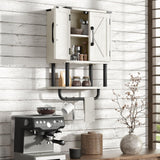 AmazerBath Bathroom Wood Wall Cabinets, Farmhouse Medicine Cabinets Organizer with Towel Bar, Hanging Small Storage Cabinet with Adjustable Shelf, 2 Doors Wall Organizer Cabinet for Small Spaces AmazerBath