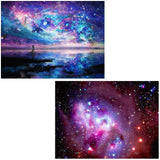 Ginfonr 5D DIY Diamond Art Painting by Number Kits Aurora Stars Full Drill, Starry Sky Paint with Diamonds Art Space Rhinestone Cross Stitch Craft Decor (10x14inch, 2 Pack) Ginfonr