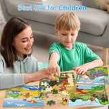 Puzzles for Kids Ages 3-5 4-6, 24 Pieces Dinosaur Wooden Jigsaw Puzzles for Toddlers Ages 3 4 5 6 Year Olds Educational Learning Toys Children Puzzles for Kids Boys and Girls OSBOO