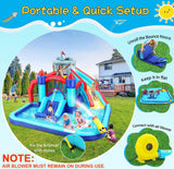 Wesoky Bounce House Water Slide for Kids, 10 in 1 Big Waterslide Inflatable Water Park with Splash Pool Long Slide Sprinkler Blower, Blow up Water Slides Bounce House for Kids Backyard Bouncy Castle Wesoky