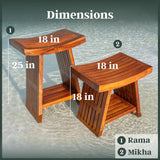Curved & Durable Teak Shower Bench That Doubles As Teak Shower Stool & Teak Shower Seat. A Great Shower Chair for Inside Shower - Fully Assembled - 18inches - Mikha The Teaky Hut