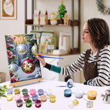 JOOZ Paint by Numbers Kit for Adults Framed Christmas Ball Paint by Number with Easel Christmas Tree Adult Paint by Number Kits Framed DIY Oil Painting Kits for Gift Home Wall Decor 8x12 Inch JOOZ