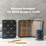 Ruidi Premium Beechwood & Steel Interchangeable Knitting Needles Set - 10 Sizes (3.5-10.0mm) with 4 Cables & Navy Blue Leather Case | Double-Lock Ergonomic Design RUIDI