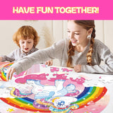 Unicorn Floor Puzzle for Kids Ages 3-5 Years Old: 70 Pieces Large Jigsaw Puzzles for Toddlers 4-8 Learning Educational Development Toys Game Girls Christmas Birthday Easter Gift FunPaxido