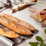 KITESSENSU Nonstick Baguette Pans for French Bread Baking, Perforated 2 Loaves Baguettes Bakery Tray, 15" x 6.3", Silver KITESSENSU