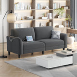 Yaheetech 67" W Loveseat Sofa Fabric Sofa Couch with 2 USB Charger Ports Mid-Century Modern 2 Seater Couch for Living Room, Bedroom, Apartment Dark Gray Yaheetech