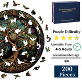 Wooden Puzzles for Adults, 200 Pieces Tree of Life Puzzle Uniquely Irregular Animal Shaped Wooden Jigsaw Puzzles, Creative Gift for Teenagers and Adults WHJSG