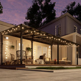 MEISSALIVVE 12' x 20' Wall Mounted Gazebo, Outdoor Pergola Gazebo, Lean to Metal Awnings Gazebos, Gazebo Pergola with Sloped Roof, Outdoor Patio Gazebo Awning, Black MEISSALIVVE