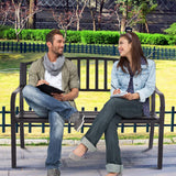 Giantex Outdoor Bench, 50” Patio Garden Bench with Steel Frame, Slat Design, 500 Lbs Weight Capacity, Patio Seating Bench for Porch, Backyard, Poolside, Outside Decor Furniture, Park Loveseat, Black Giantex