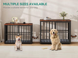 YITAHOME 88.6" Large Corner Dog Crate Furniture for 2 Dogs, Large Wooden Dog Kennel with Dog Bowls & 3 Doors, Large Double Dog Crate Furniture TV Stand for Medium Large Dogs, Brown YITAHOME