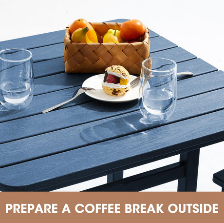 SERWALL Blue Adirondack Bar Chair and Table Set – 3-Piece Outdoor Stools for Patio and Backyard SERWALL
