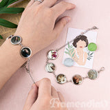 Framendino, 4 Pack Sublimation Bracelet Blanks Photo Frame Round Transfer Bracelets Adjustable Bezel Setting Bracelet with Cabochons for Jewelry Making Framendino
