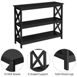 Yaheetech Modern 3-Tier Black Console Table with Storage Shelves Yaheetech