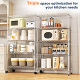 VANZBON 5-Tier Heavy Duty Metal Shelf,Chrome Wire Shelving Unit 35" Wx18 Dx71 H,Height Adjustable Storage Wire Shelves with Lockable Wheels for Garage,Kitchen,Office,Bathroom,Studio VANZBON