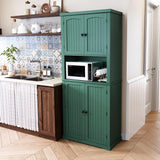 HLR 72" Kitchen Pantry Storage Cabinet, Freestanding Larder Cupboard, Kitchen Hutch Cabinet with Microwave Stand,Utility Pantry with Doors and Shelves for Dining Room, Living Room, Laundry HLR