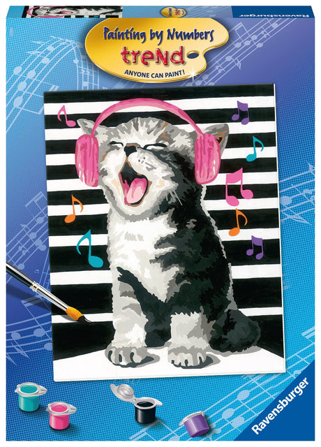 Ravensburger Singing Kitten Paint by Numbers Kit for Children - Painting Arts and Crafts for Kids Age 12 Years Up Ravensburger