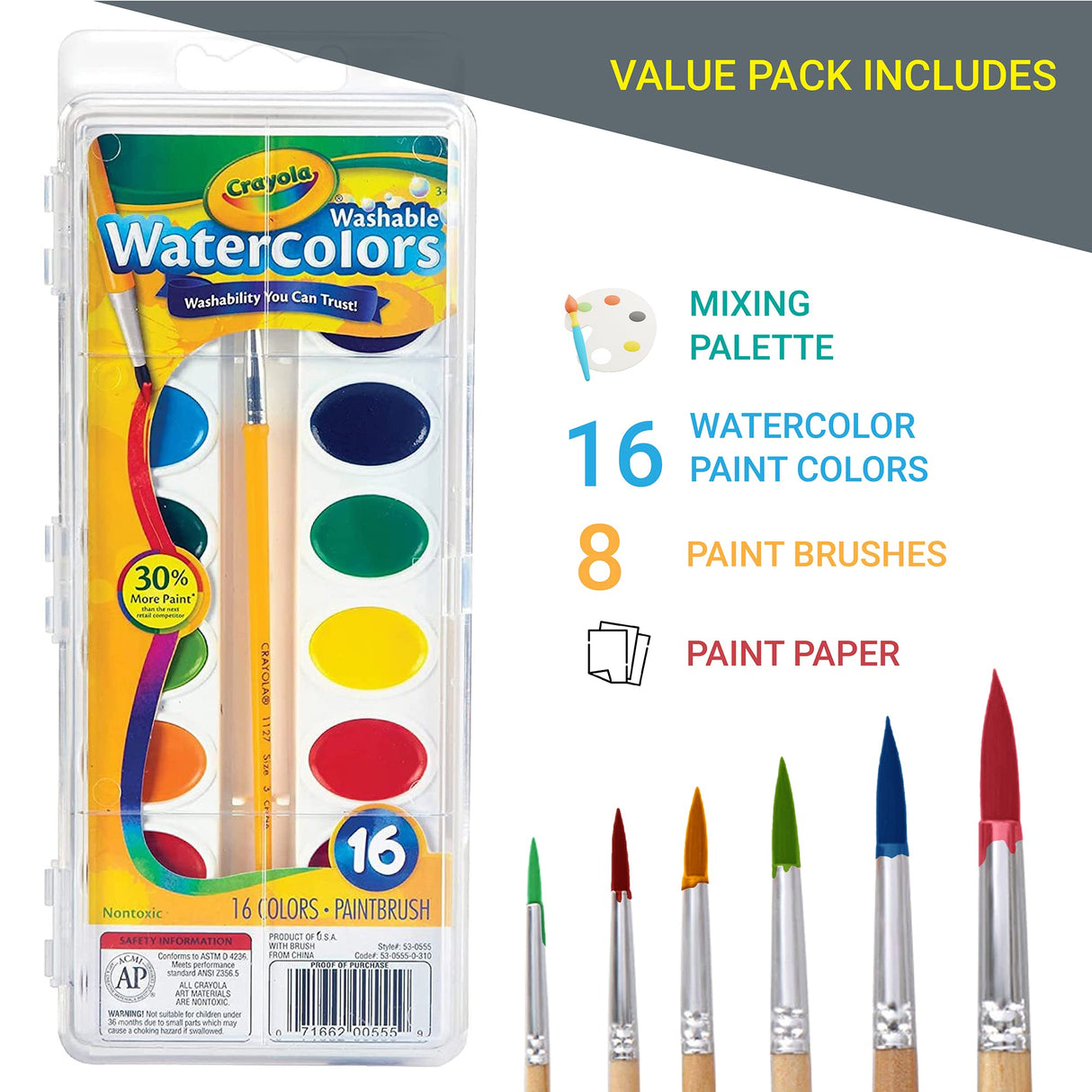 Watercolor Paint Set for Kids 16 Vivid Watercolor Paint Mixing Palette, Paper Pad and 8 Brushes, Water Color Painting Kids and Adult Beginner Supplies The Mega Deals