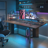 Hlivelood 71In Large Rectangular Dining Table for 4 5 6 7 8 People w/35 Marble-Color Wood Watrproof Brown Tabletop,Adjustable Leg.6ft Luxurious Family Dinner Table for Office Kitchen Living Room Hlivelood