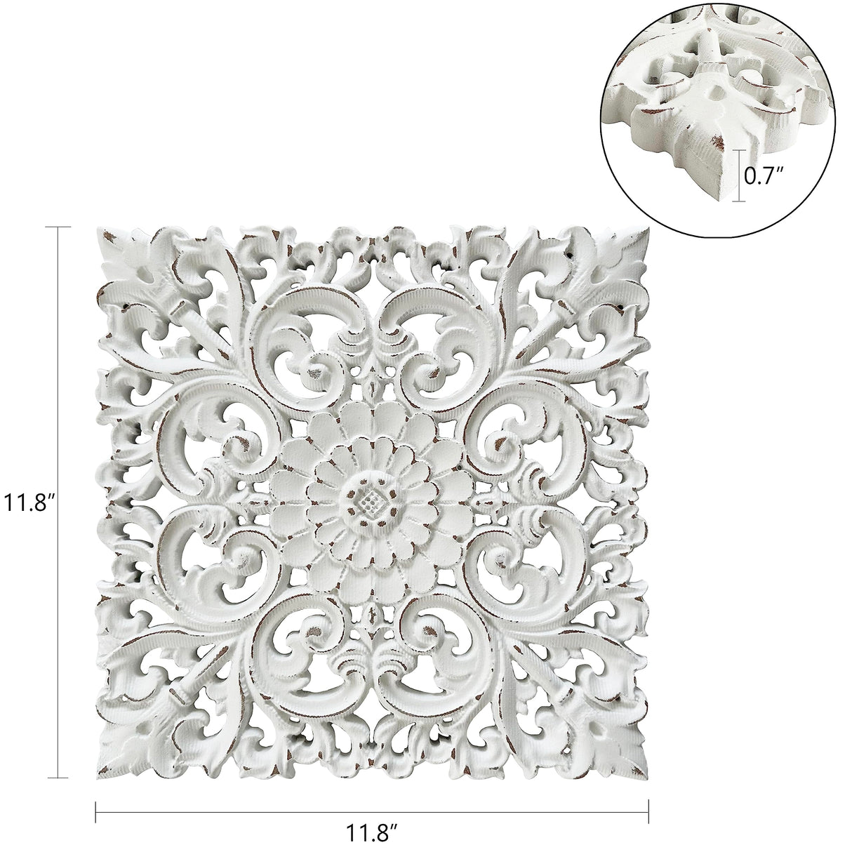 Musanpou Unique Hand Carved Wooden Wall Panels with Hanging Floral Decorations - Rustic Farmhouse Living Room and Bedroom Wall Decoration Musanpou