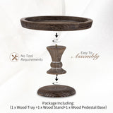 Hanobe Round Wood Display Riser: Rustic Wooden Risers Decorative Pedestal Plate Stand Small Cake Holder Tray for Wedding Birthday Decor Hanobe