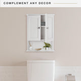 MCS 23x18 White Medicine Cabinet Organizer, Wall Mounted 2-Door Bathroom Cabinet for Over-The-Toilet Storage, Bathroom Furniture & Restroom Organizer MCS