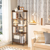 HOOBRO Rustic 5-Tier Kitchen Bakers Rack with Power Outlet and 4 Hooks HOOBRO