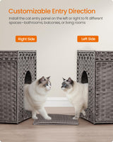 Feandrea Cat Litter Box Enclosure, Handwoven Rattan Hidden Litter Box Furniture with Extra Litter Mat, Removable Washable Tray, Boho Cat House, End Table, Dove Gray UPCL014G01 Feandrea