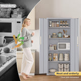 SUNCROWN 63" Metal Storage Cabinets with Lock, Tool Cabinet, Locking Steel Storage, Tall Locker Organizer Garage Cabinets with 2 Doors and 4 Shelves for Home,Garage,Office, Dark Grey SUNCROWN