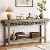 Tribesigns 70.8-Inch Solid Wood Long Console Table, Farmhouse Entryway Table with Storage, Narrow Sofa Table Grey Couch Table for Living Room Entryway Hallway (Gray) Tribesigns