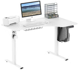 SHW 55-Inch L-Shaped Electric Height Adjustable L-Shaped Standing Desk with Right Facing Corner, White SHW