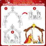 Tujoe Lighted Outdoor Nativity Scene Christmas Nativity Set with Yellow LED Lights Nativity Set Outdoor Christmas Yard Decorations Outdoor Christmas Holy Family Yard Decoration for Holiday Lawn Garden Tujoe