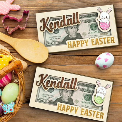 Easter Money Holder Personalized - Custom Easter Bunny Money Holder, Personalized Easter Bunny Money Holder for Boys Girls, Easter Gift Cards - WoodArtSupply