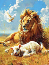 TUTUMAY21 Diamond Paintings Kits for Adults Nativity Diamond Art Kits Lion and Lamb in The Field Diamonds Arts and Crafts for Beginner Home Religious Wall Decor 12x16 inch TUTUMAY21