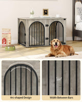 Hzuaneri 39.4'' Dog Crate Furniture, Dog Kennel Indoor Arched Door Design, Wooden Dog Crate Furniture for Small/Medium/Large Dog, Side Table, TV Stand, Anti-Chew, Anti-Escape, Greige Black Hzuaneri